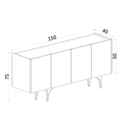 Buffet design 4 portes battantes Celina L120cm Blanc Or