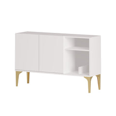 Buffet design 2 portes battantes et 2 niches Celina L120cm Blanc Or