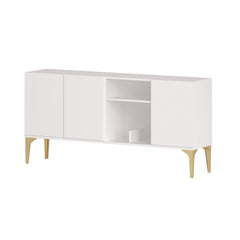 Buffet design 3 portes et deux niches Celina L150cm Blanc Or