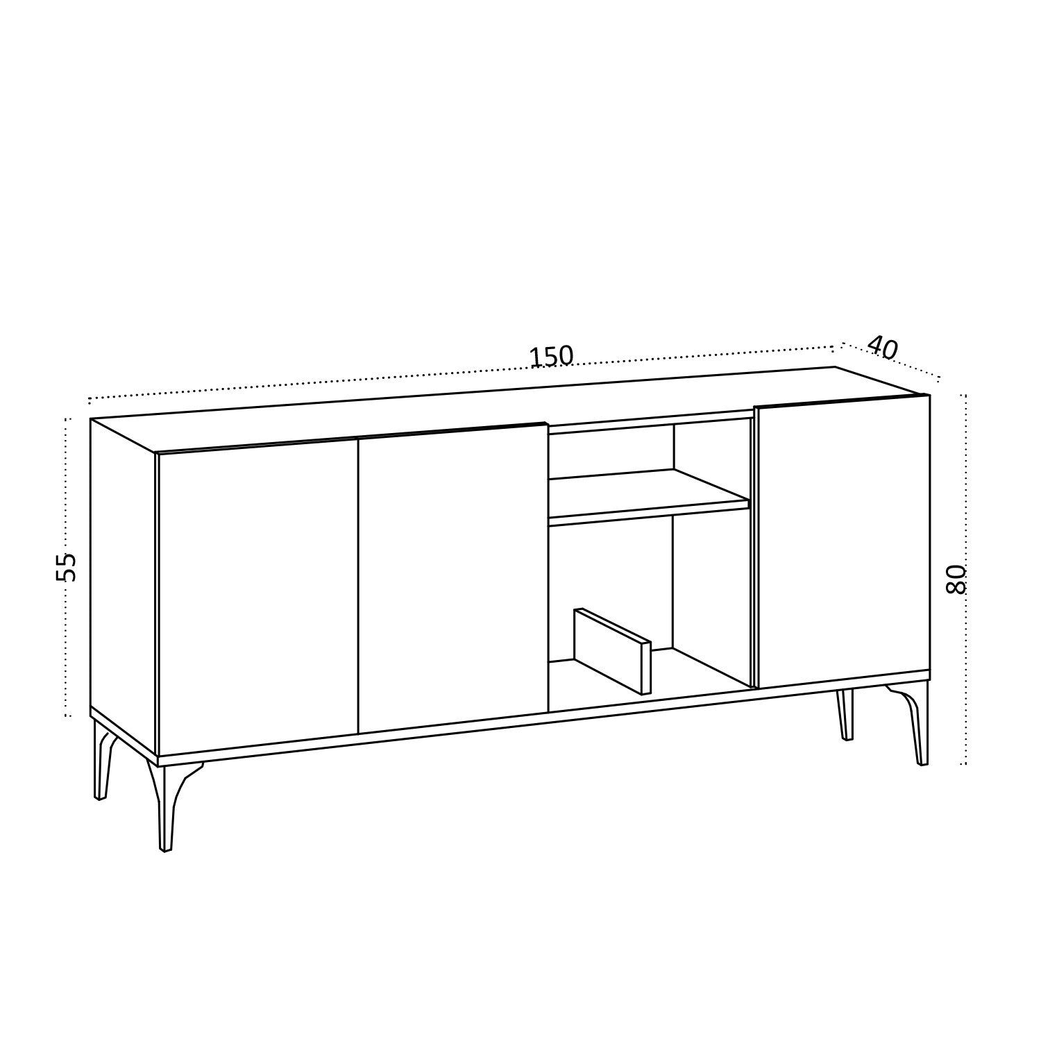 Buffet design 3 portes et deux niches Celina L150cm Blanc Or