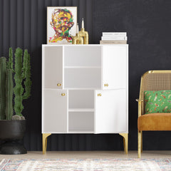 Buffet design 4 portes Celina L90cm Blanc Or