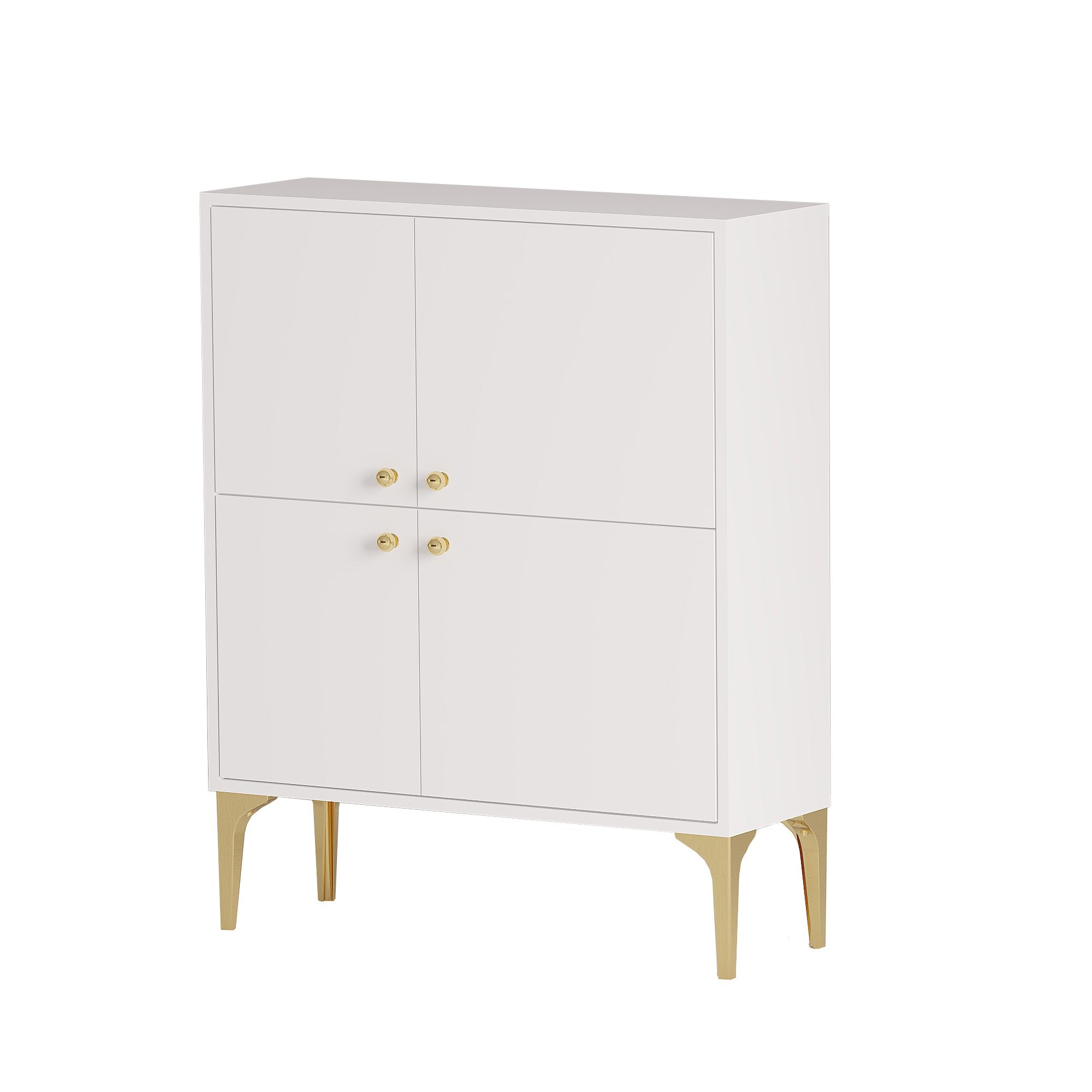 Buffet design 4 portes Celina L90cm Blanc Or