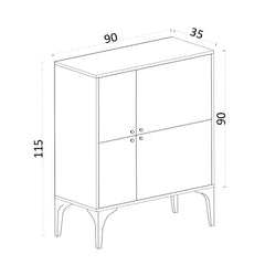 Buffet design 4 portes Celina L90cm Blanc Or