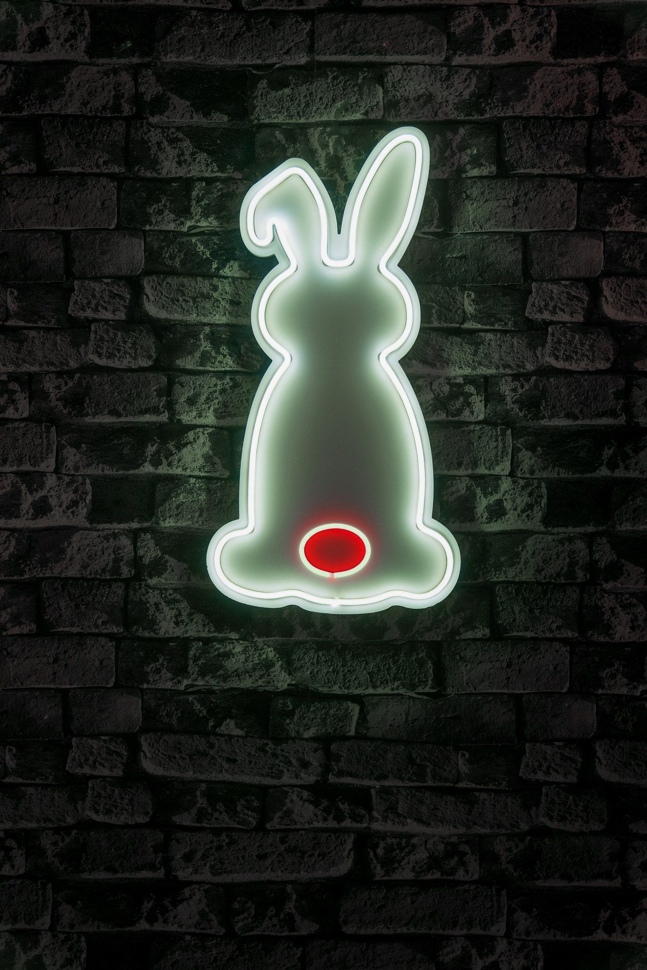 Décoration murale Ludica Lapin Néon LED Blanc et Rouge