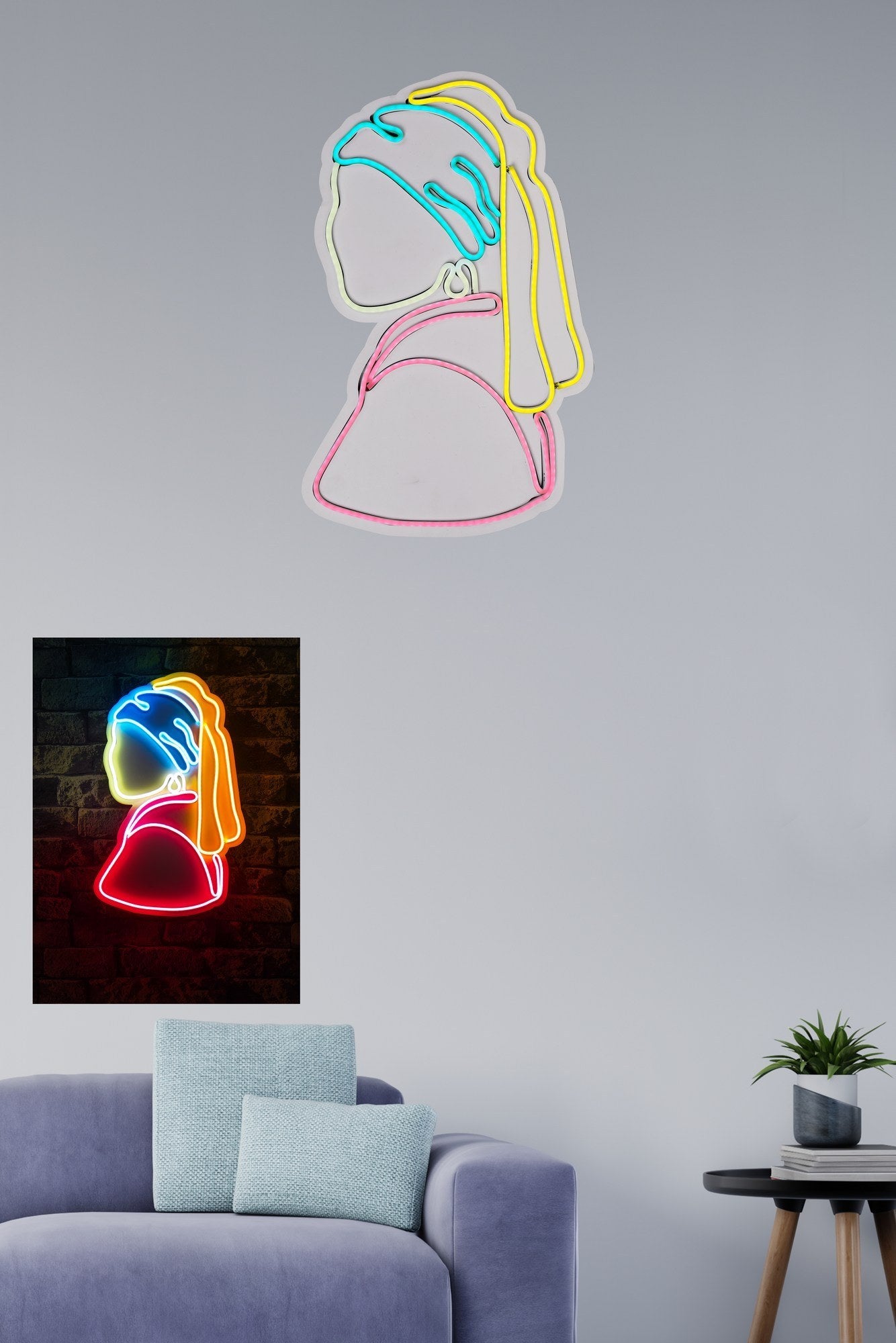 Décoration murale Ludica La Jeune fille à la perle Néon LED Multicolore