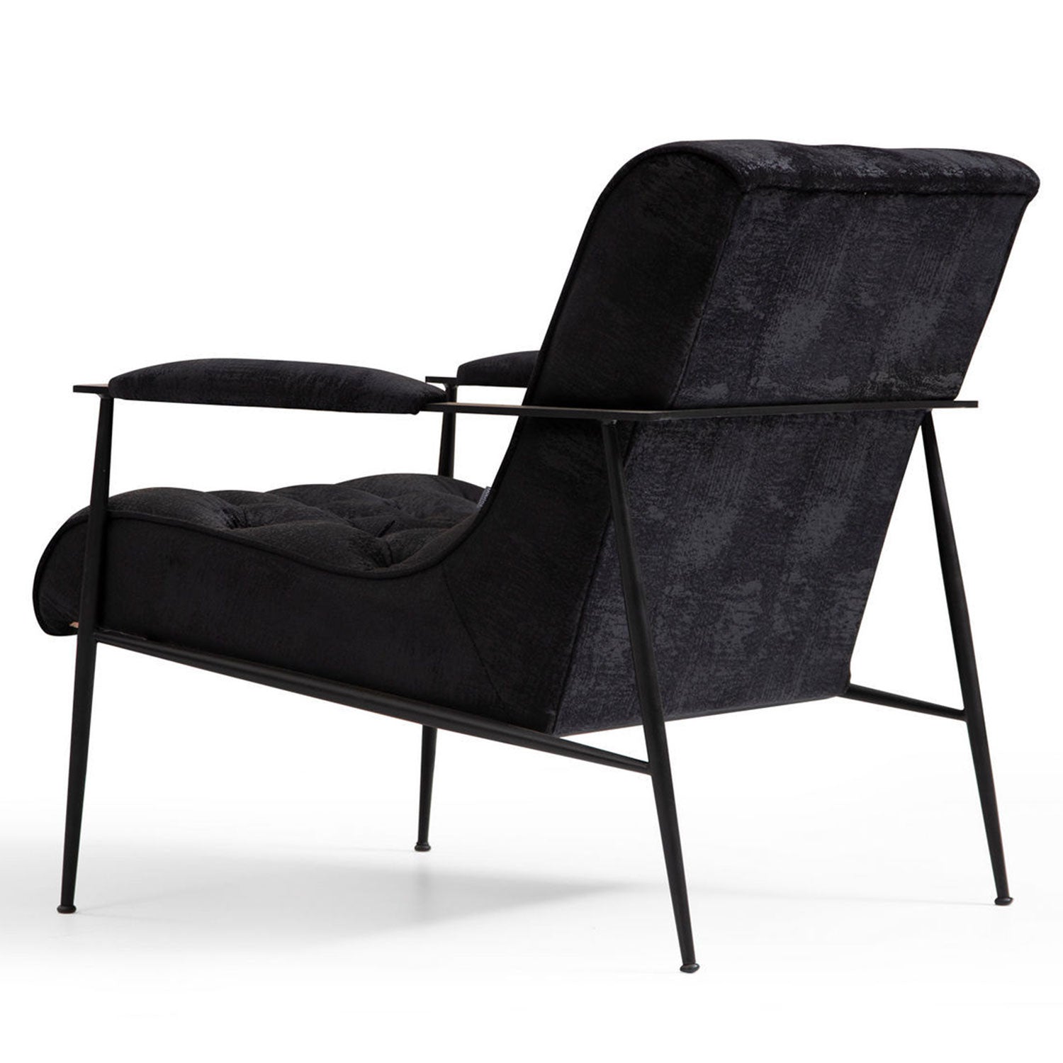 Fauteuil avec accoudoirs style moderne Adel Tissu et Métal Noir