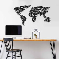 Décoration murale mappemonde Alcote L87xH47cm Métal Noir