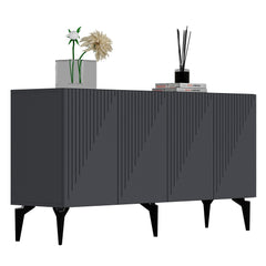 Ensemble de salon moderne Outhos 3 meubles Bois foncé et Anthracite