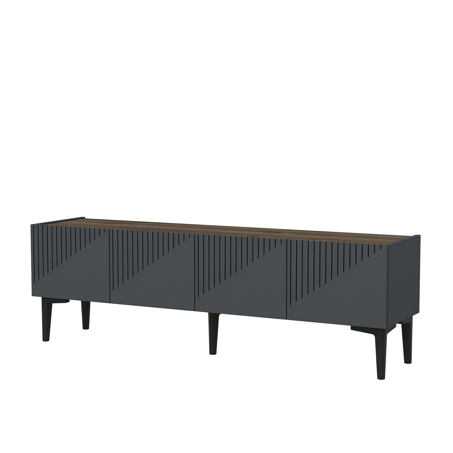 Ensemble de salon moderne Outhos 3 meubles Bois foncé et Anthracite