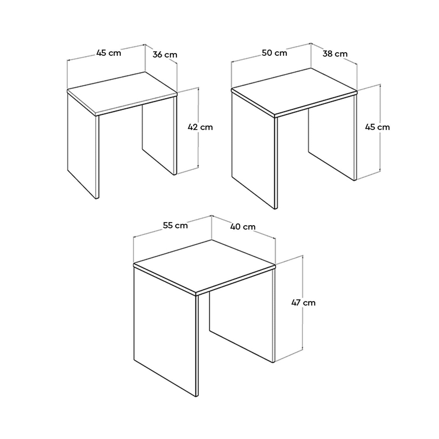 Lot de 3 tables basses gigognes Kibo Blanc