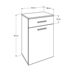 Meuble de salle de bain 1 tiroir et 1 porte basculante Nissaki L52xH83cm Blanc