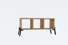 Étagère bibliothèque modifiable Lukabe 30x101cm Métal Noir et Bois clair