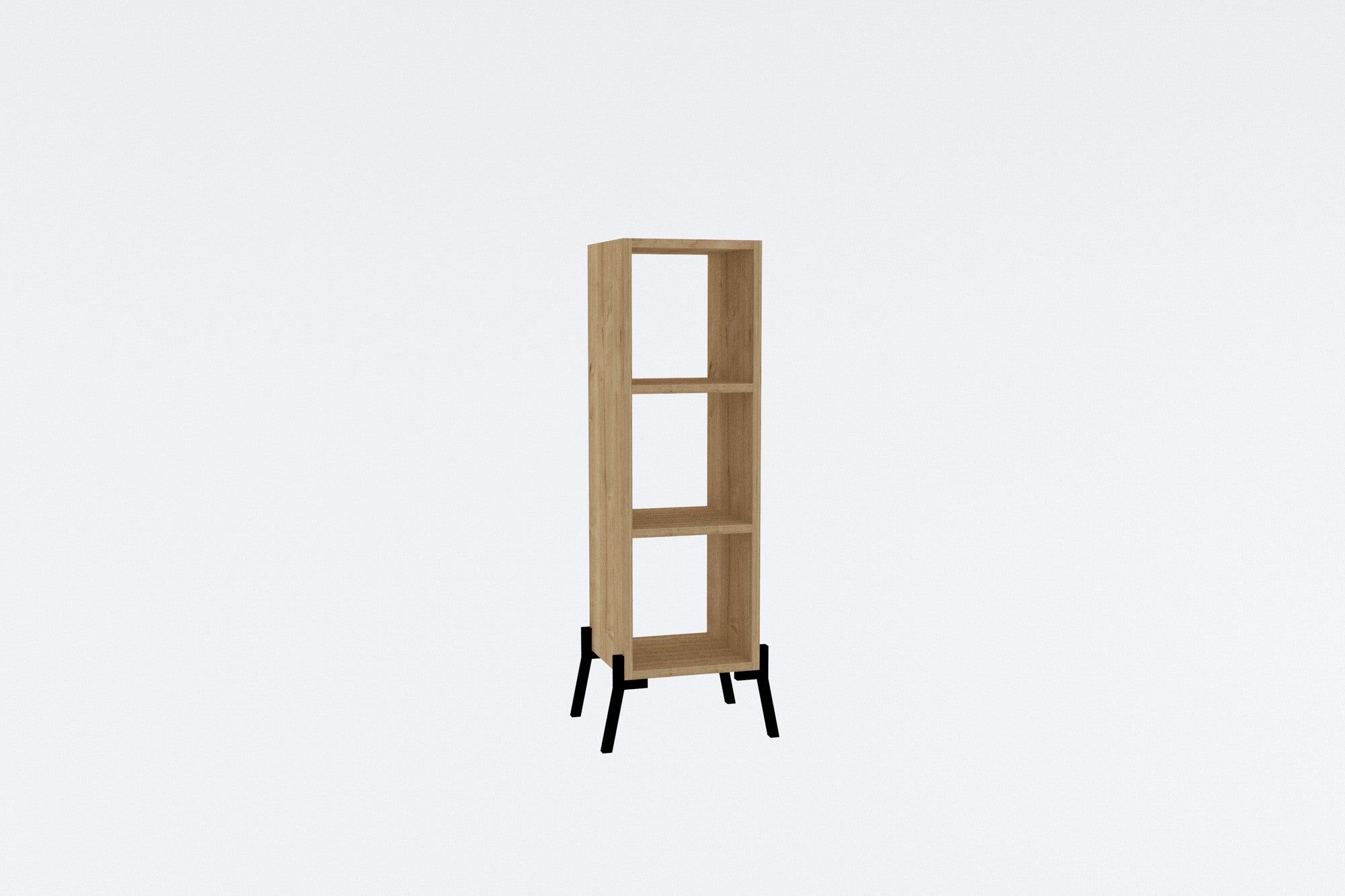 Étagère bibliothèque modifiable Lukabe 30x101cm Métal Noir et Bois clair