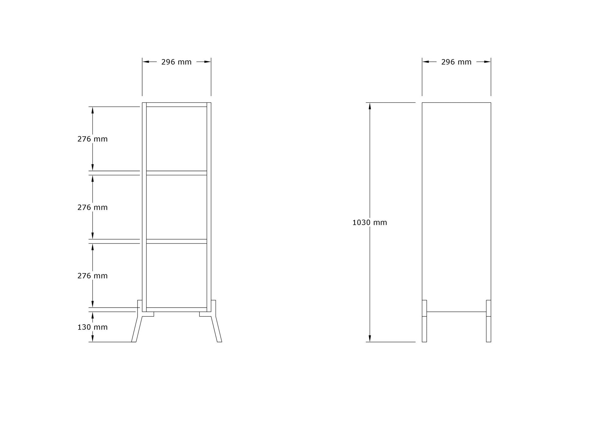 Étagère bibliothèque modifiable Lukabe 30x101cm Métal Noir et Bois clair