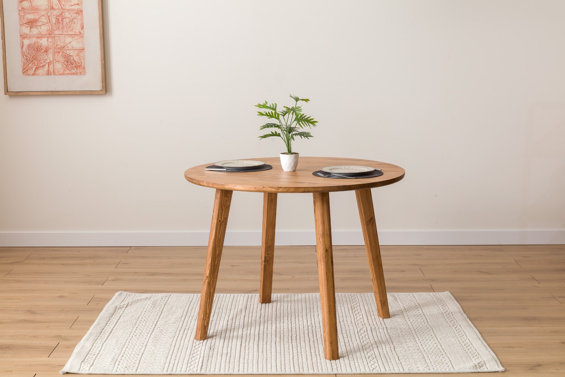 Table à manger rond Tasen D100cm Bois massif clair