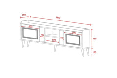 Ensemble meuble TV et étagère murale Diala Blanc et Or