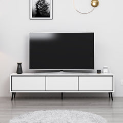 Meuble TV moderne Aves L180cm Blanc et Noir