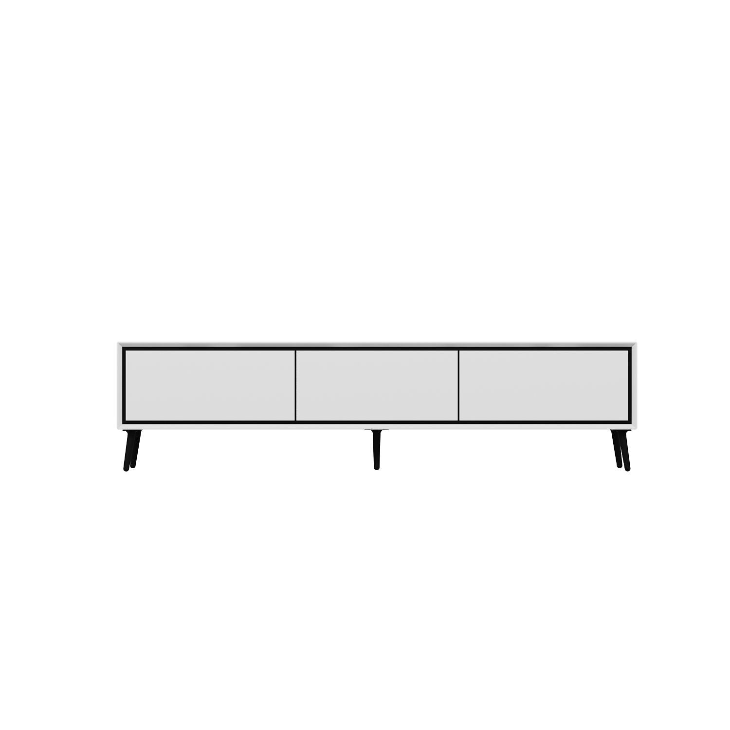 Meuble TV moderne Aves L180cm Blanc et Noir