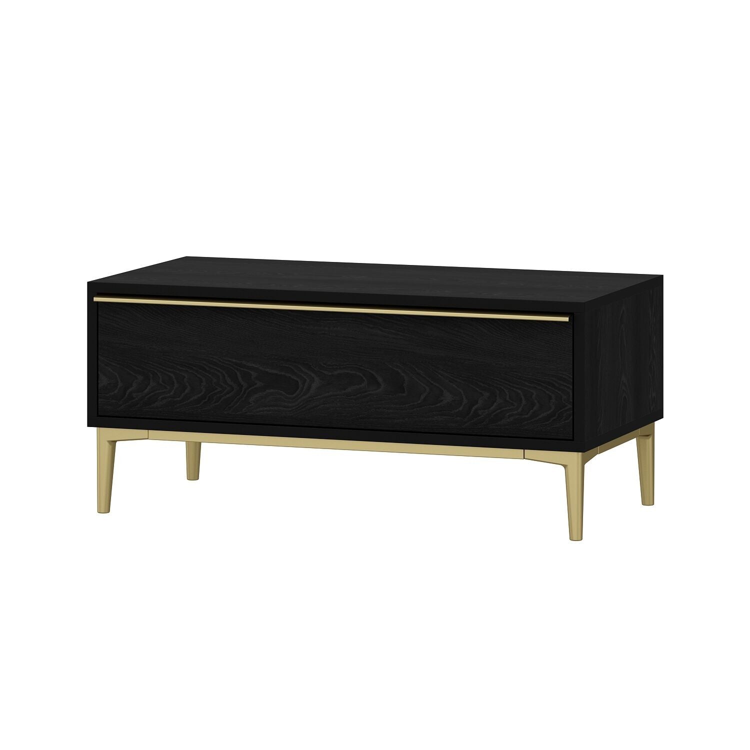 Table basse moderne avec rangement Bakita L90cm Noir et Or