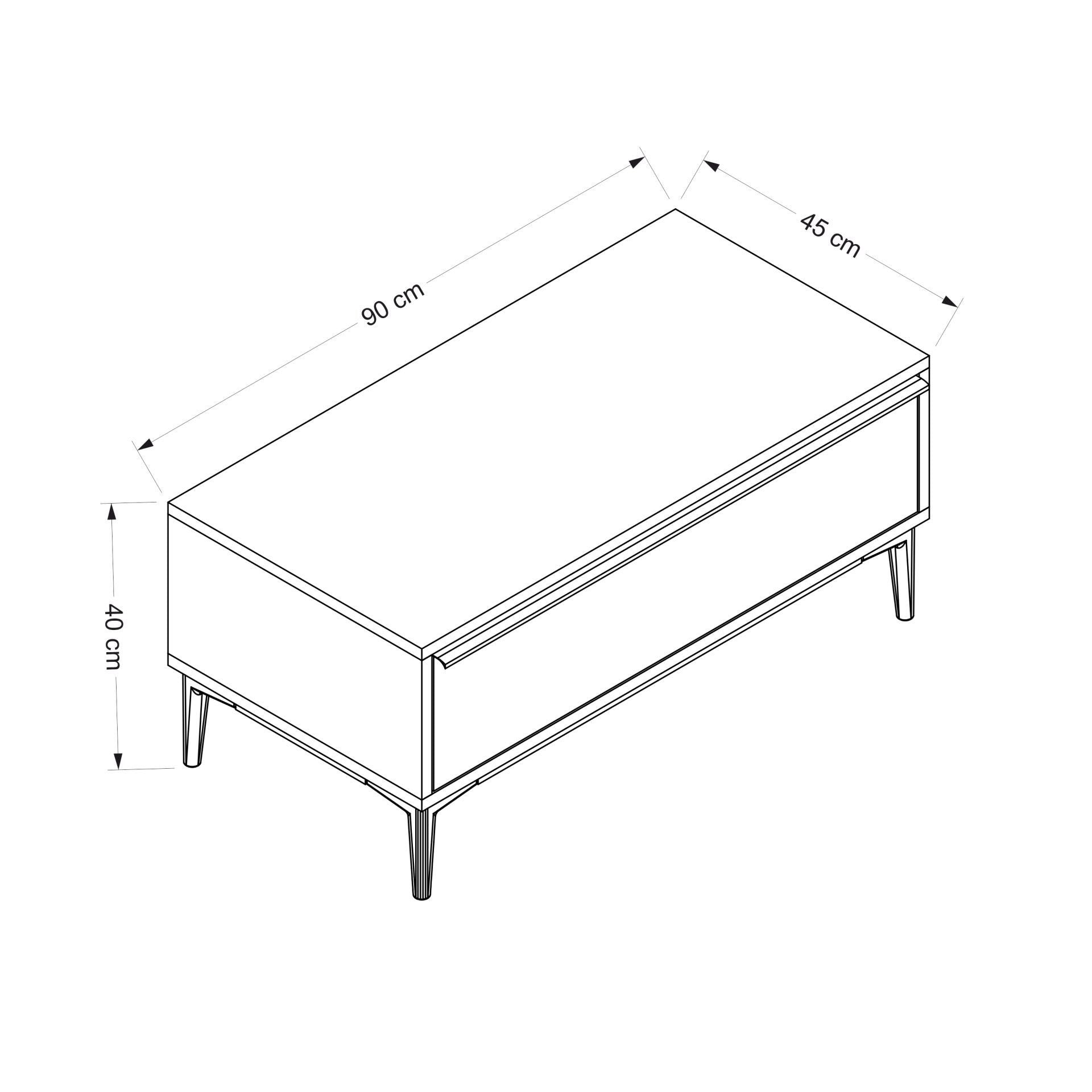 Table basse moderne avec rangement Bakita L90cm Noir et Or