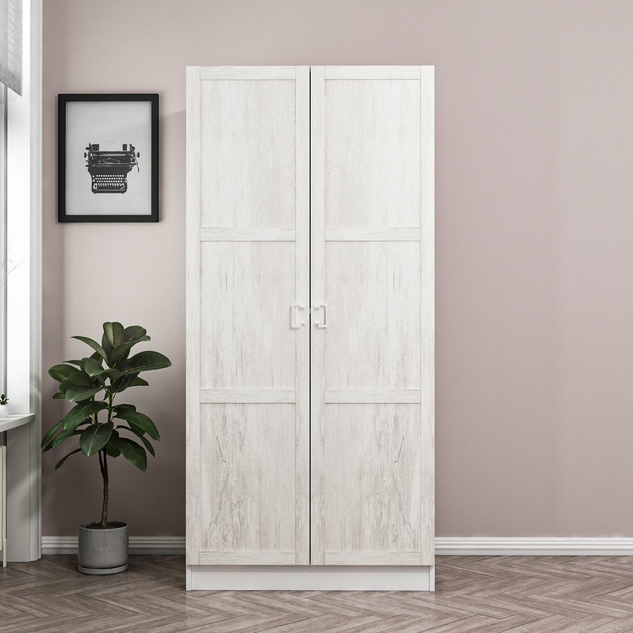 Armoire 2 portes Parai L90xH190cm Blanc