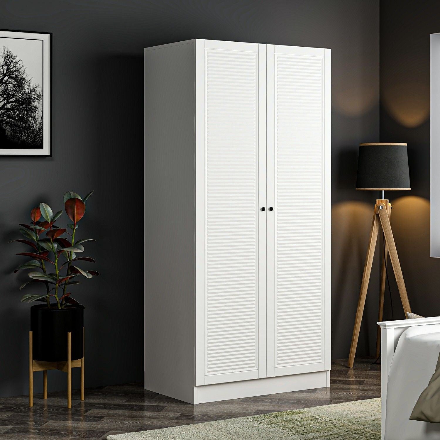 Armoire 2 portes Kuta L90xH210cm Bois Blanc