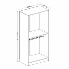 Armoire 2 portes Kuta L90xH210cm Bois Blanc