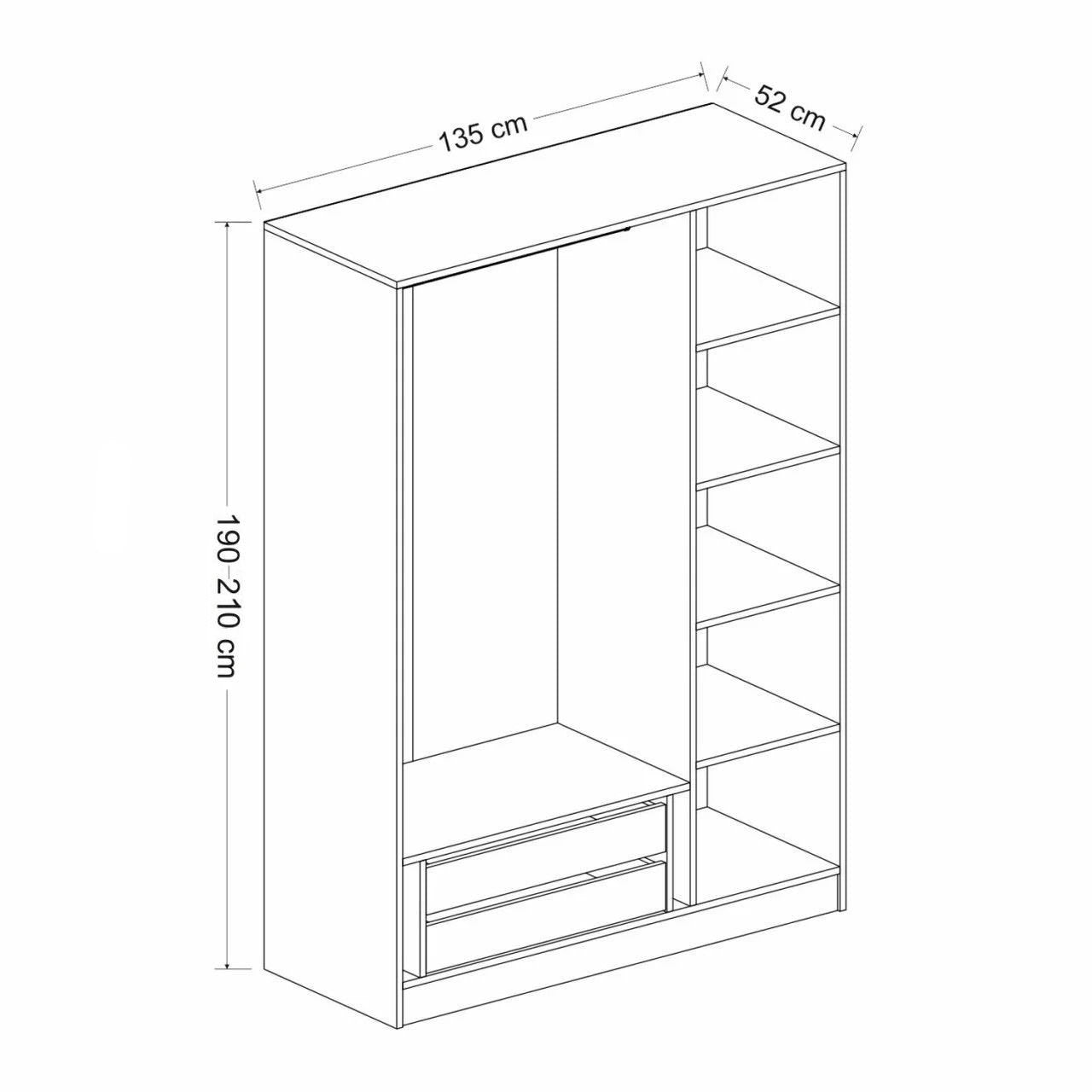 Armoire 3 portes Parai L135xH190cm Blanc