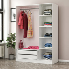 Armoire 3 portes et 3 miroirs Parai L135xH210cm Blanc