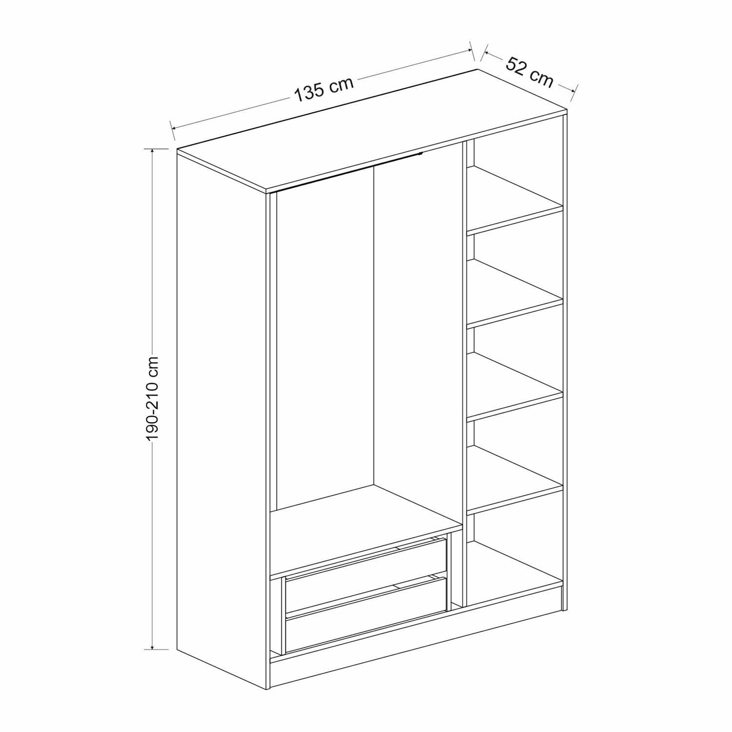 Armoire 3 portes Kuta L135xH190cm Bois Blanc