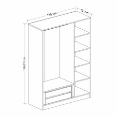 Armoire 3 portes Kuta L135xH190cm Bois Blanc