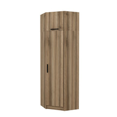 Armoire d'angle 1 porte battante et 1 porte basculante Minel L74xH235cm Chêne naturel