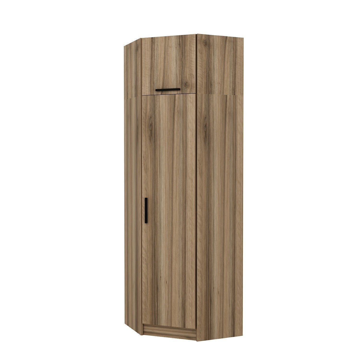 Armoire d'angle 1 porte battante et 1 porte basculante Minel L74xH255cm Chêne naturel