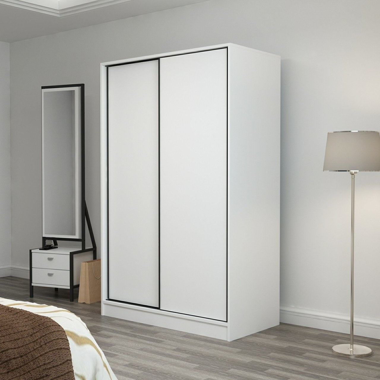 Dressing avec 2 porte coulissantes Carina L120xH190cm Blanc