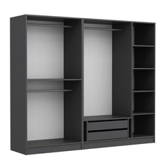 Armoire ouverte Antipax L225xH210cm 3 tringles et 2 tiroirs Anthracite