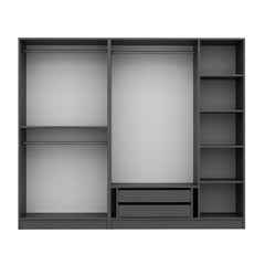 Armoire ouverte Antipax L225xH210cm 3 tringles et 2 tiroirs Anthracite