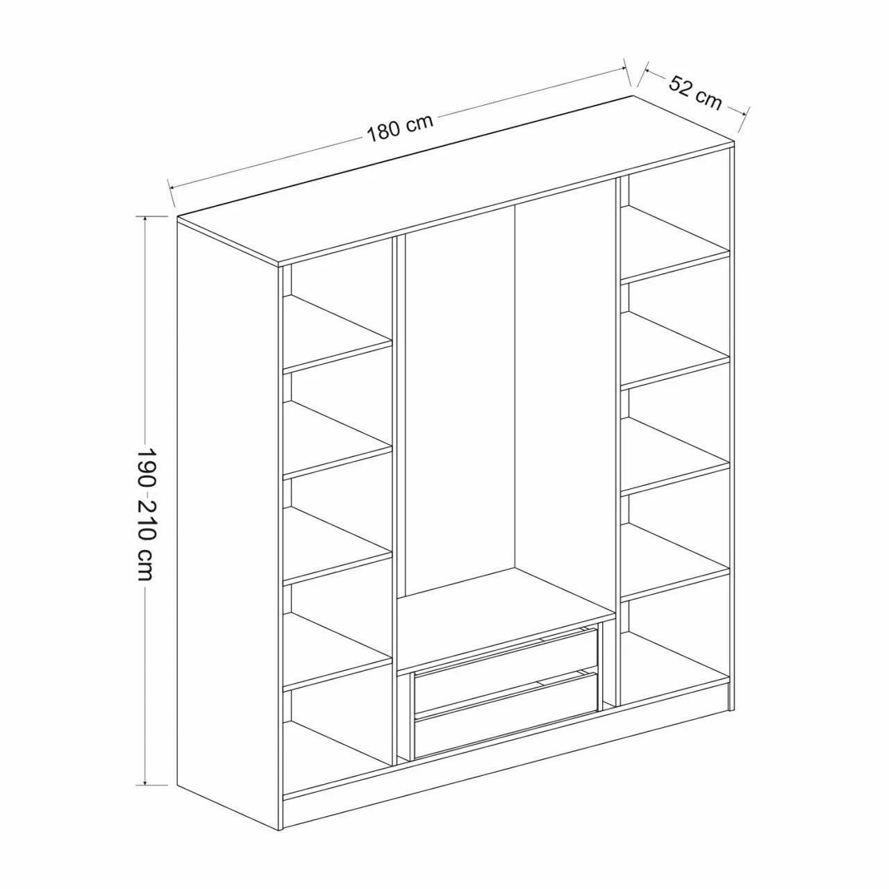 Armoire 4 portes Parai L180xH190cm Blanc