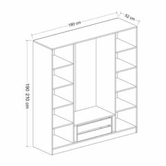 Armoire 4 portes Parai L180xH190cm Blanc