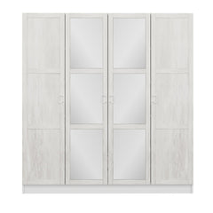 Armoire 4 portes et 6 miroirs Parai L180xH190cm Blanc