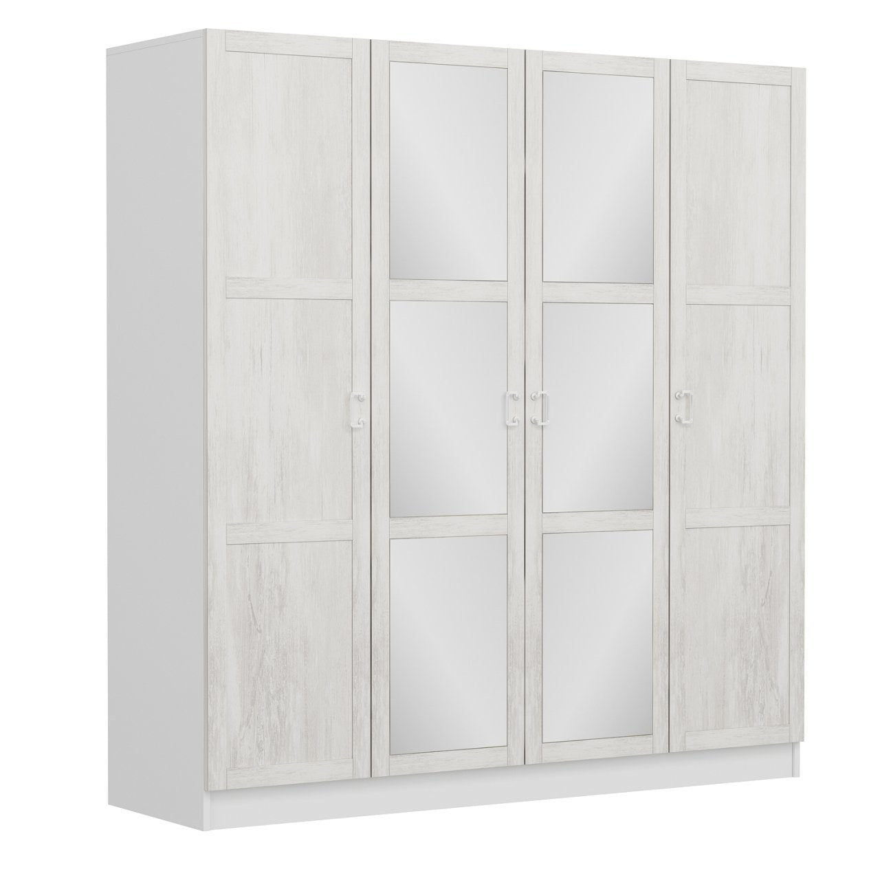 Armoire 4 portes et 6 miroirs Parai L180xH190cm Blanc