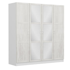 Armoire 4 portes et 6 miroirs Parai L180xH190cm Blanc