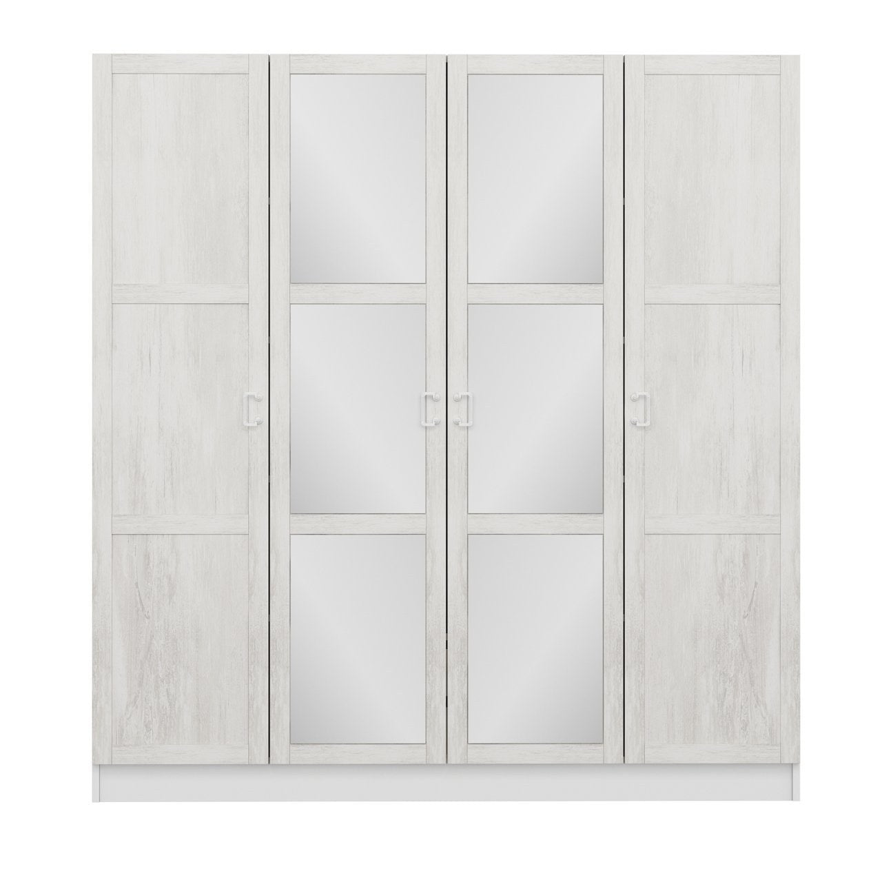 Armoire 4 portes et 6 miroirs Parai L180xH210cm Blanc