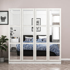 Armoire 4 portes et 12 miroirs Parai L180xH190cm Blanc