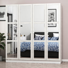 Armoire 4 portes et 12 miroirs Parai L180xH190cm Blanc