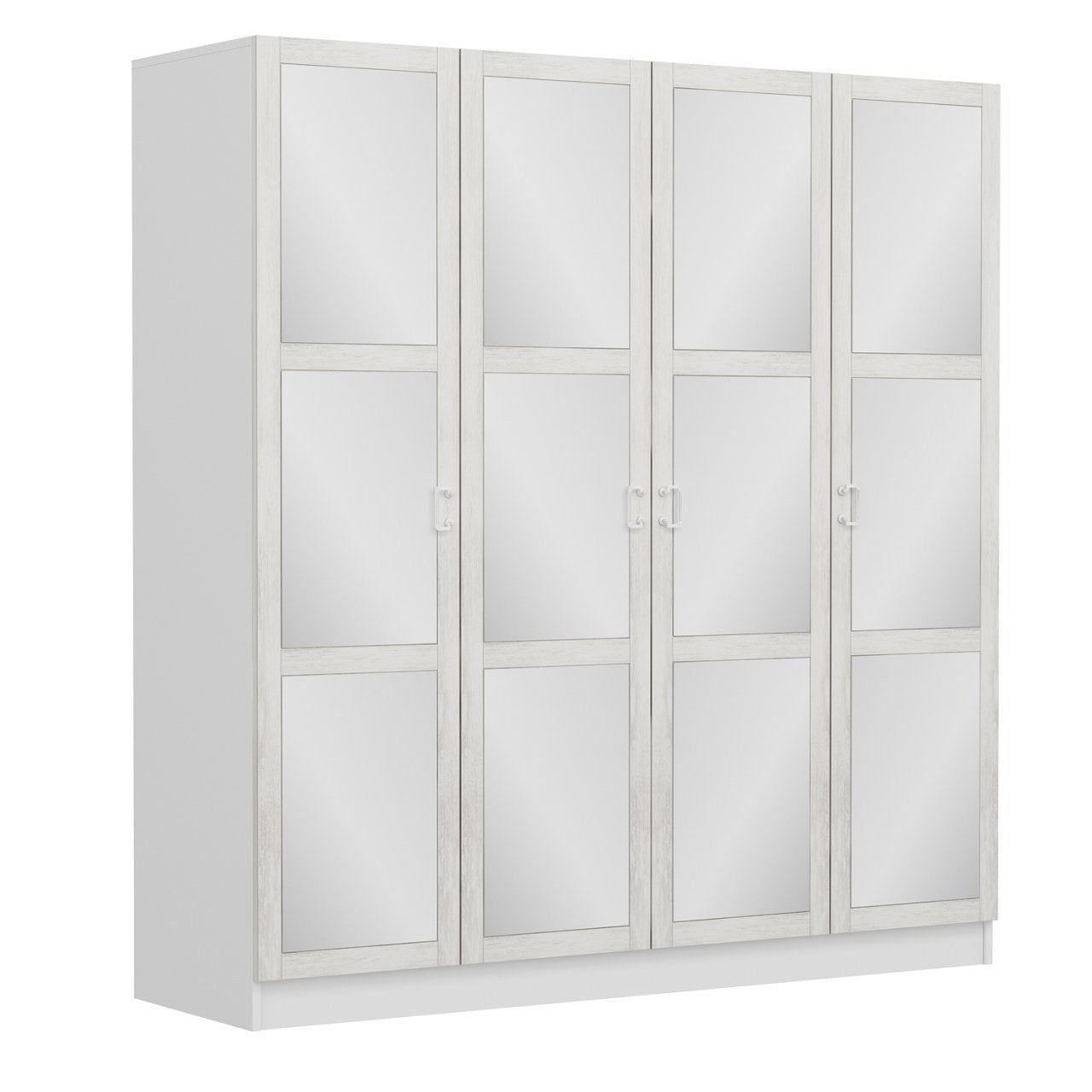 Armoire 4 portes et 12 miroirs Parai L180xH190cm Blanc