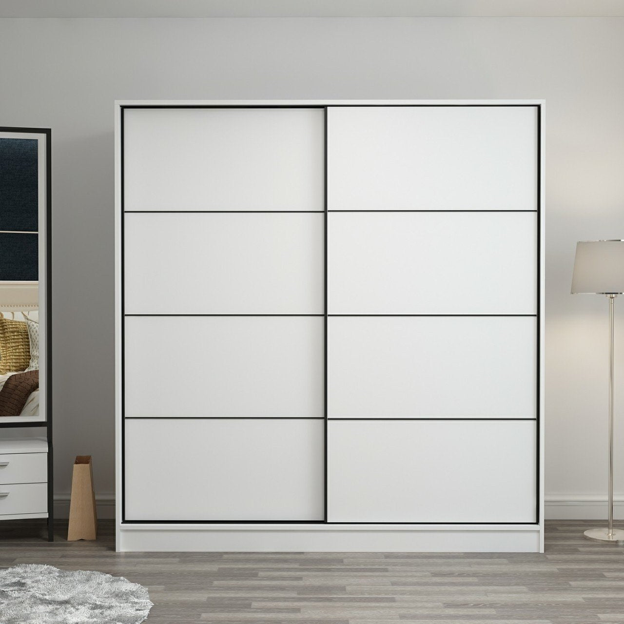 Dressing Carina L220xH210cm avec 2 portes coulissantes Blanc