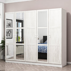 Armoire 5 portes et 9 miroirs modèle 1 Parai L225xH210cm Blanc