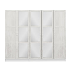 Armoire 5 portes et 9 miroirs modèle 1 Parai L225xH210cm Blanc