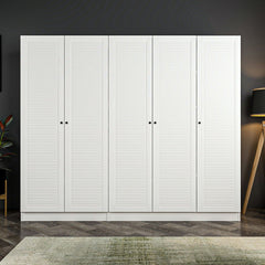 Armoire 5 portes Kuta L225xH210cm Bois Blanc