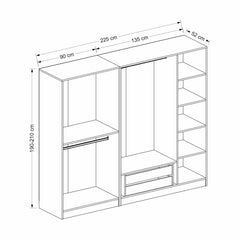 Armoire 5 portes Kuta L225xH190cm Bois Blanc